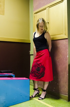 Rose on Red A-Line Skirt