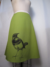 Bird on Green A-Line Skirt