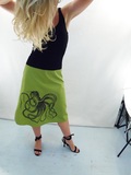 Octopus on Green A-Line Skirt