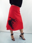 Strawberry on Red A-Line Skirt