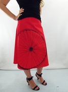 Bicycle on Red A-line Skirt