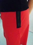 Zipper Detail on Red A-Line Skirt